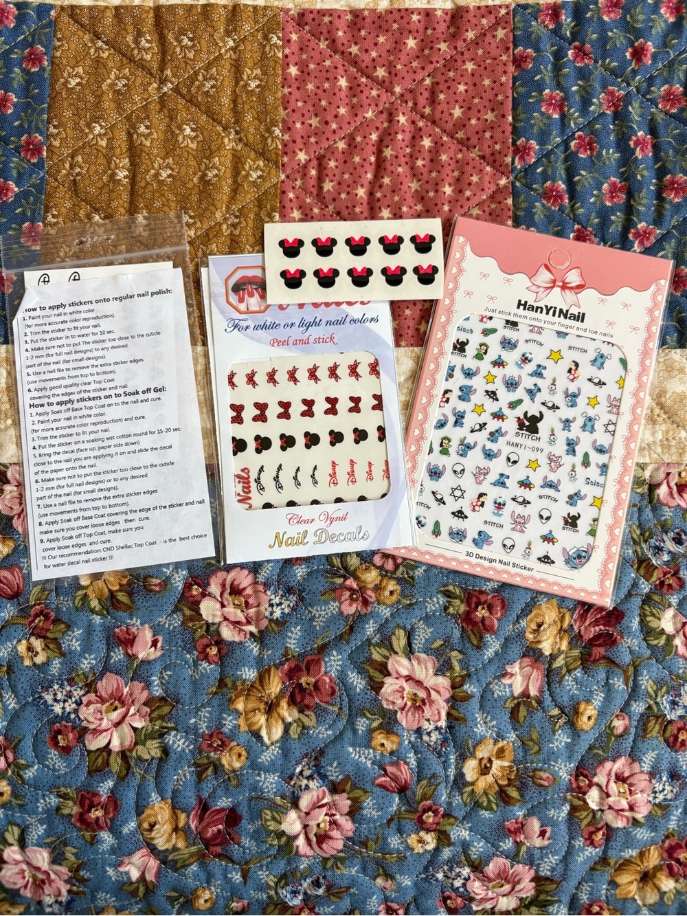 Nail Decal Sticker Set – Cute Character & Bow Designs 4 Sheets
